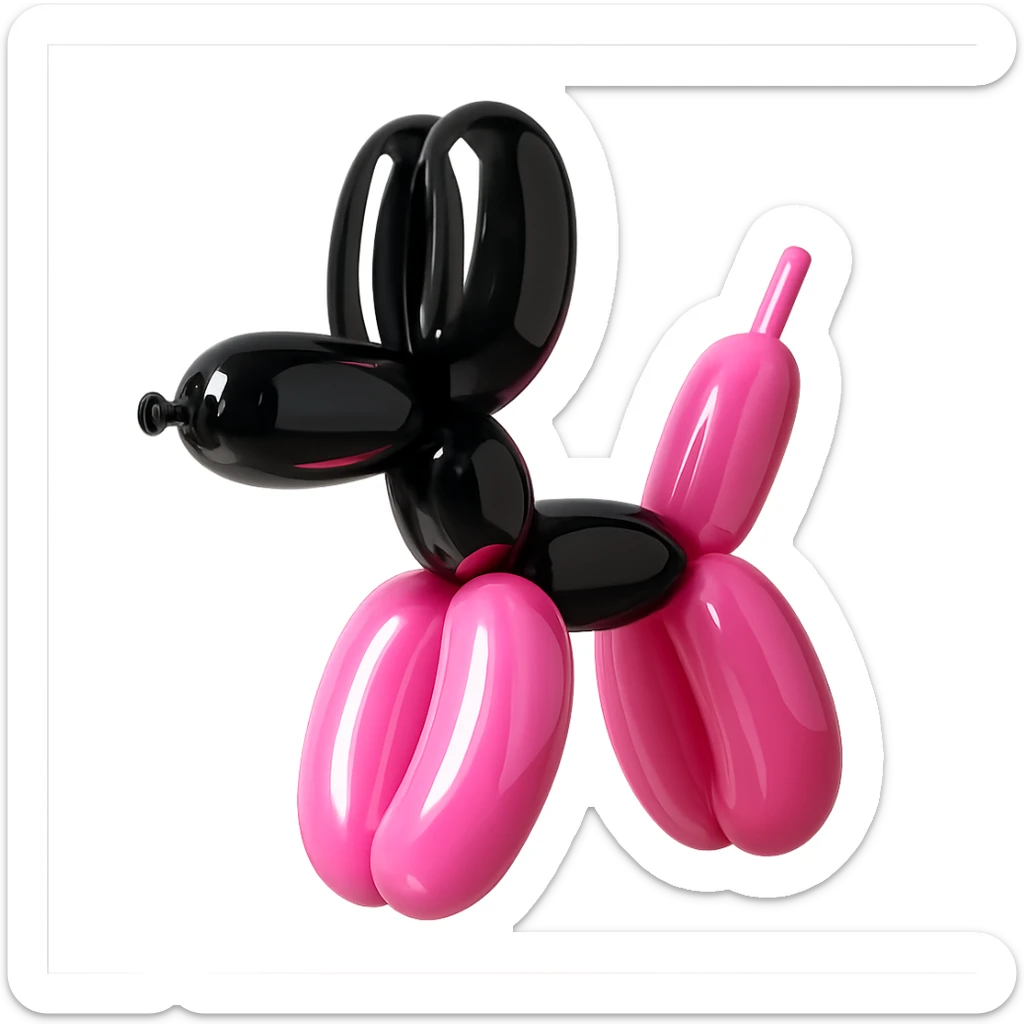 BLACKPINK-inspired object, black and pink colors, soft and inflated appearance, balloon style sticker