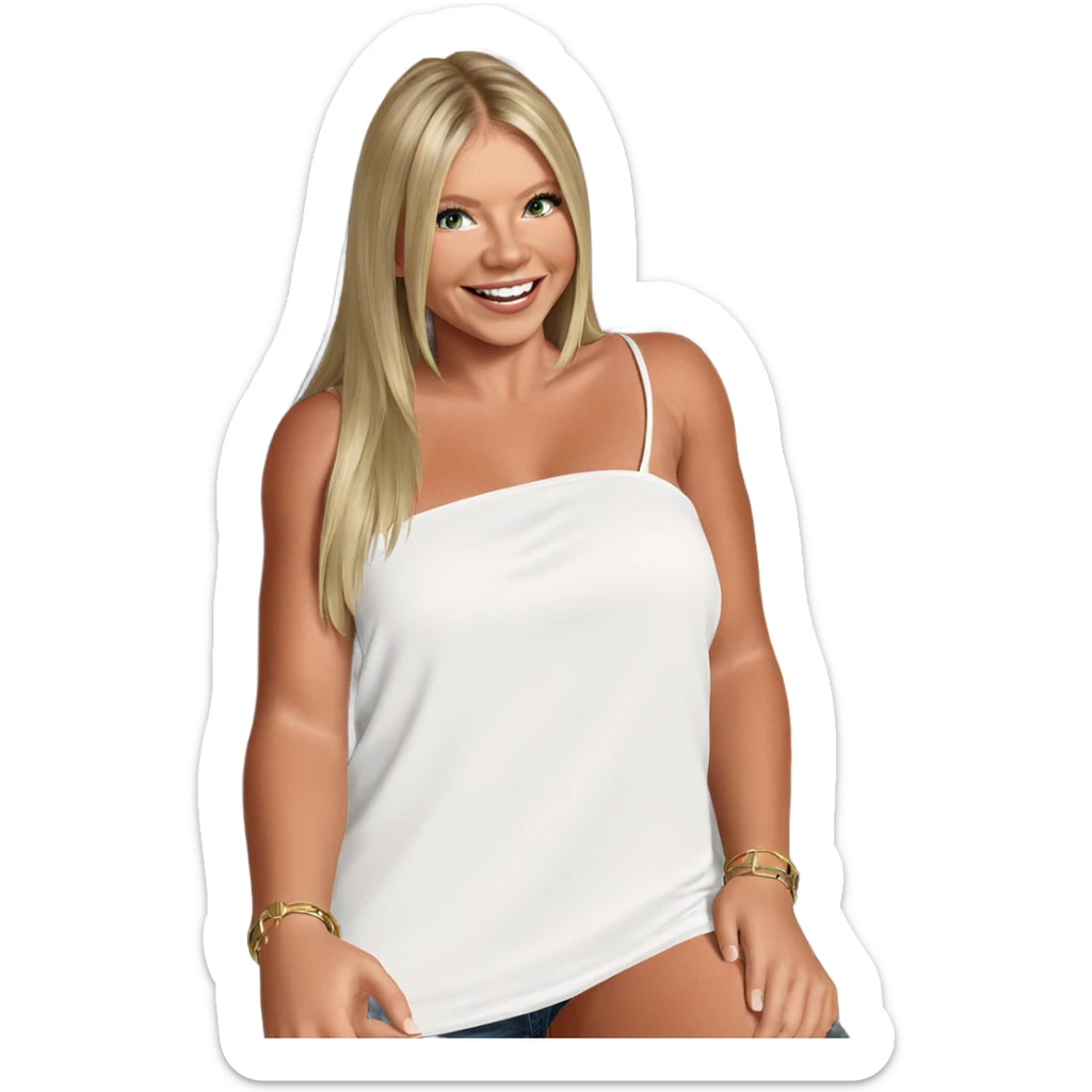 smiling girl with blonde hair sticker