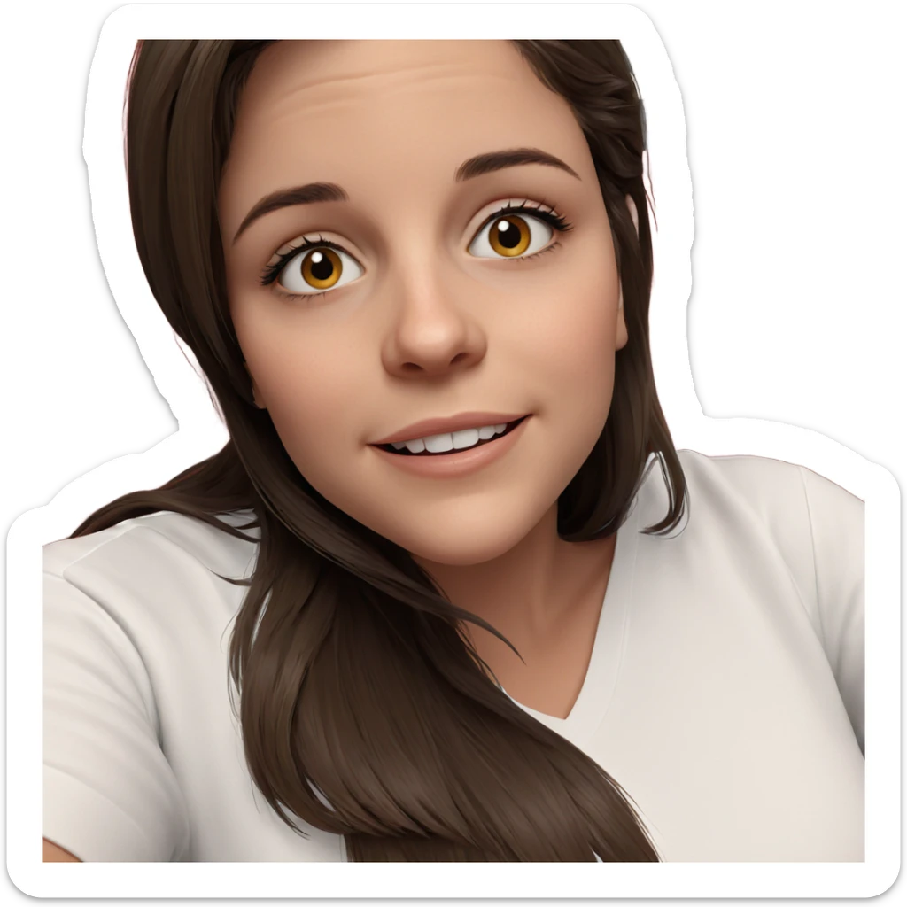 smiling girl in white shirt sticker