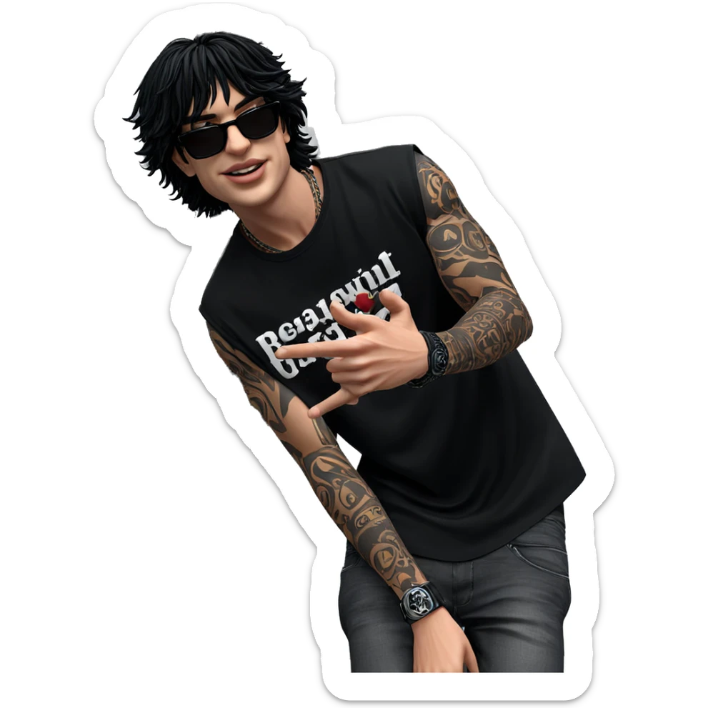 cool dude in black style sticker