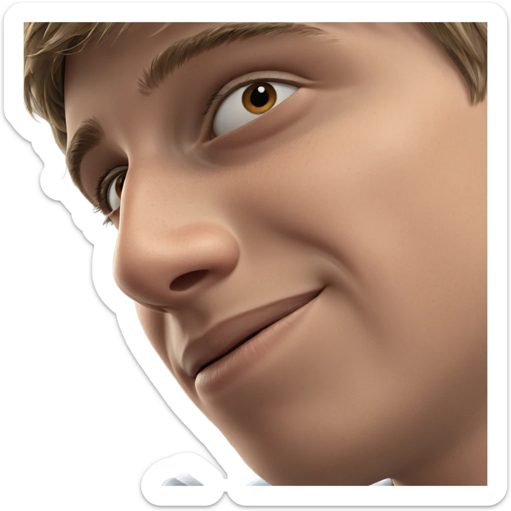 realistic close-up of a boy sticker