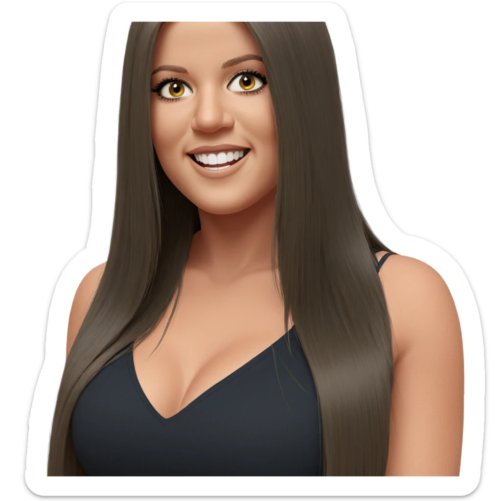 smiling girl with long hair sticker