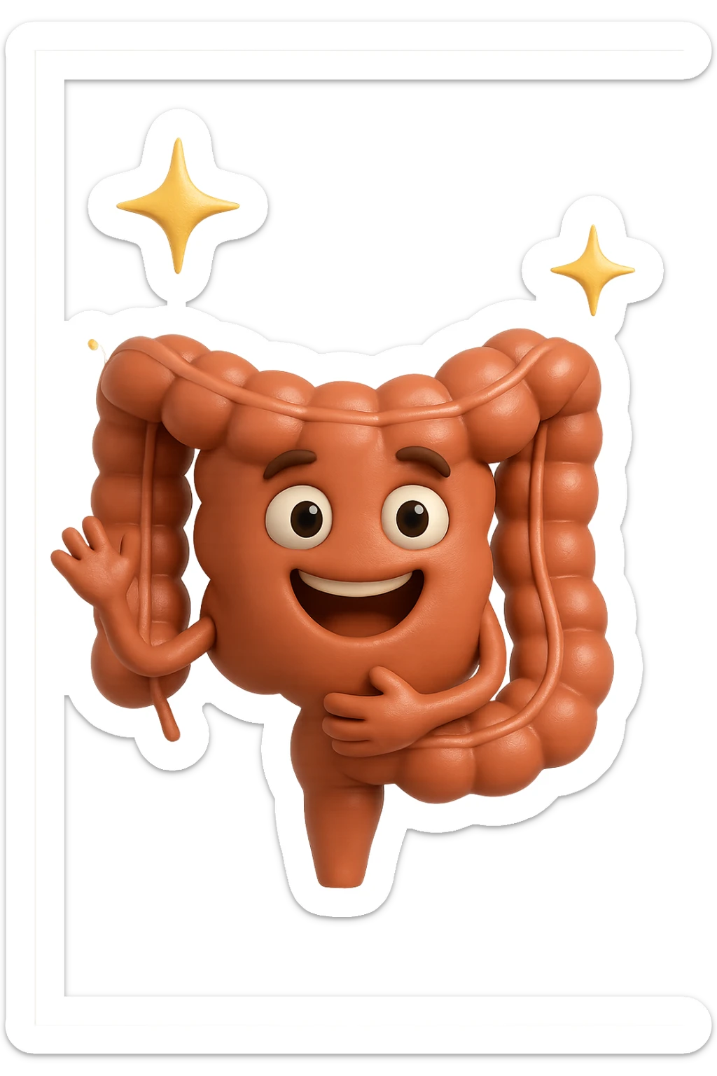 fammi un intestino identico a questo, ma felice e con le scintille di splendore dorate sopra, come se fosse in ottima salute sticker