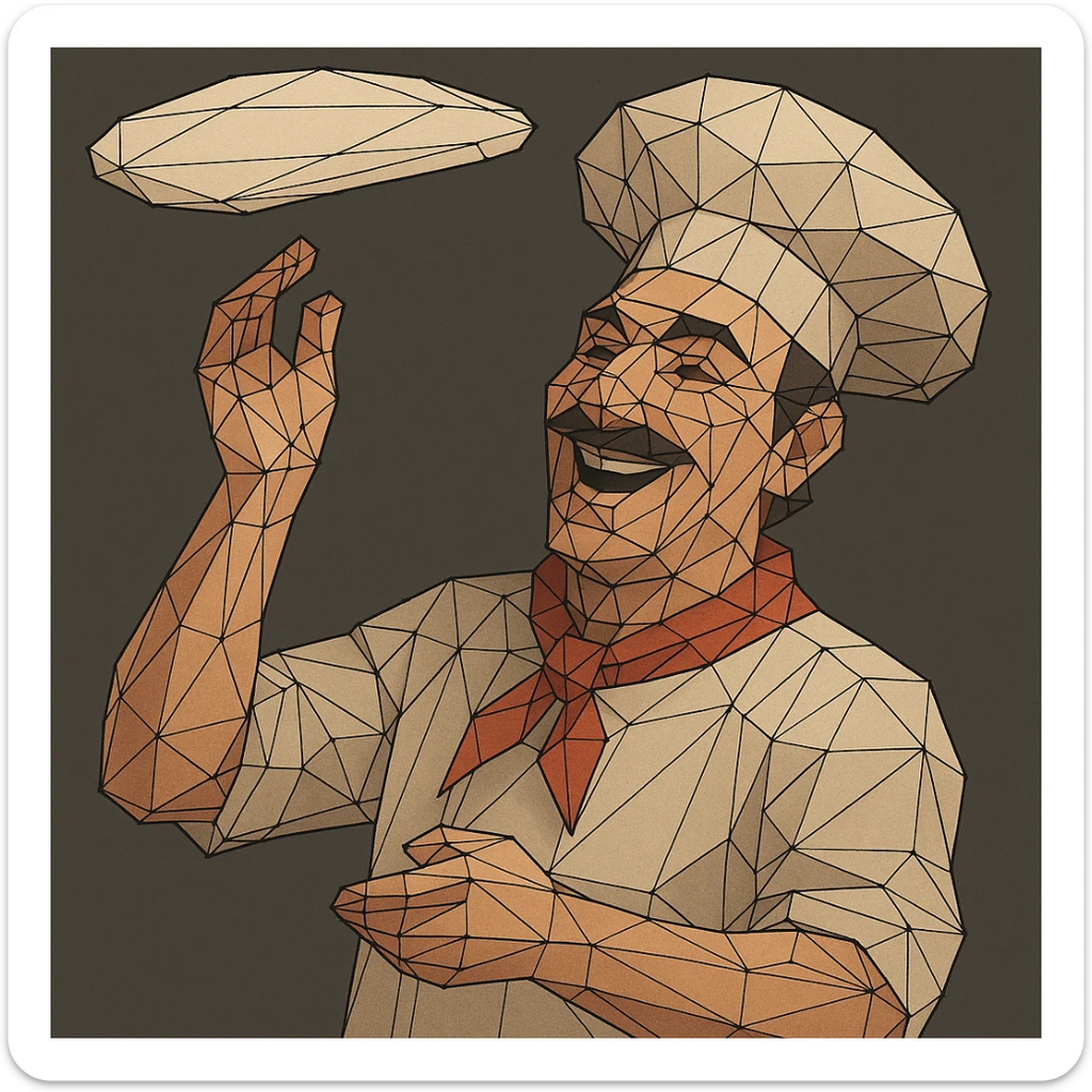 smiling Italian chef spinning pizza dough sticker