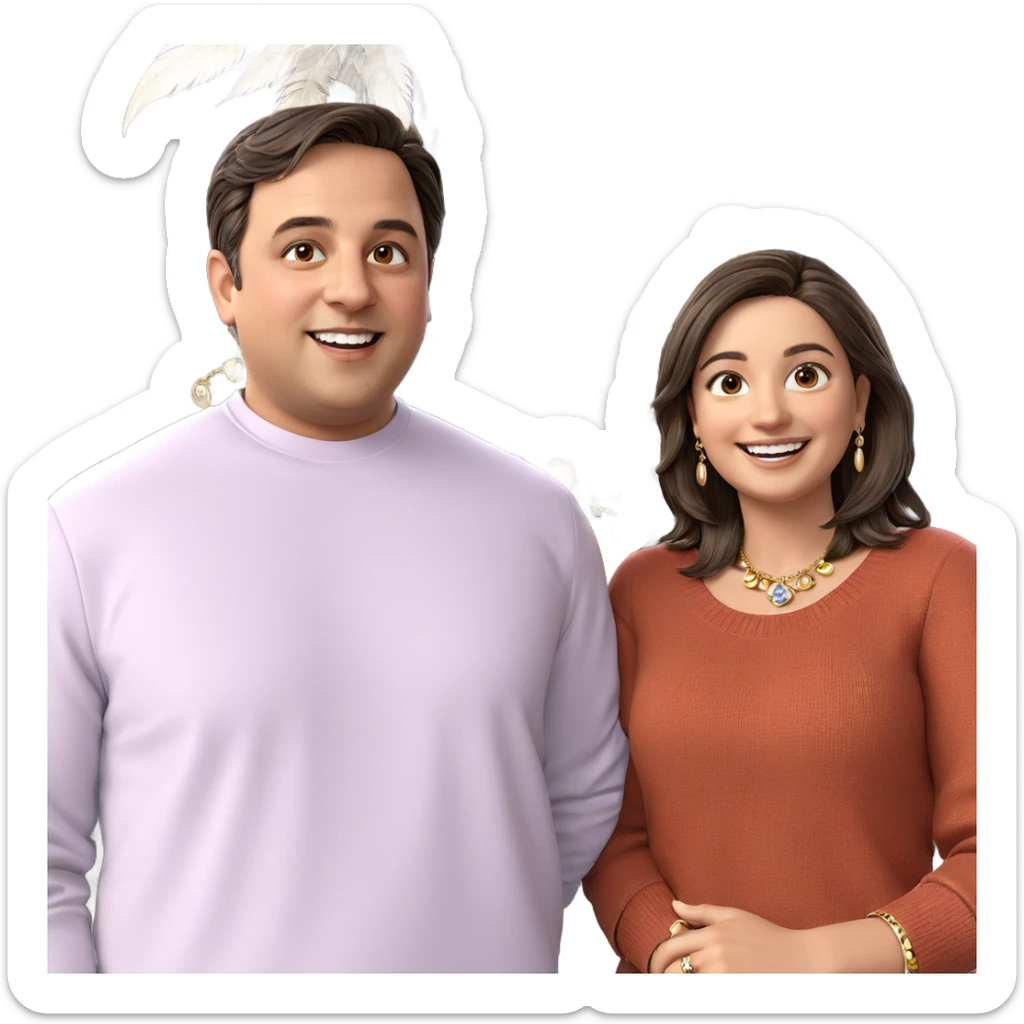 smiling couple with jewelry sticker