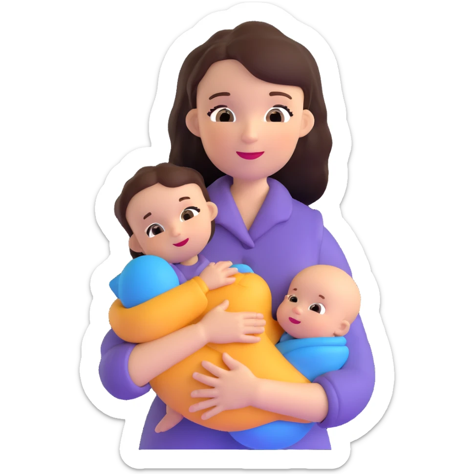 nanny holding a little baby sticker