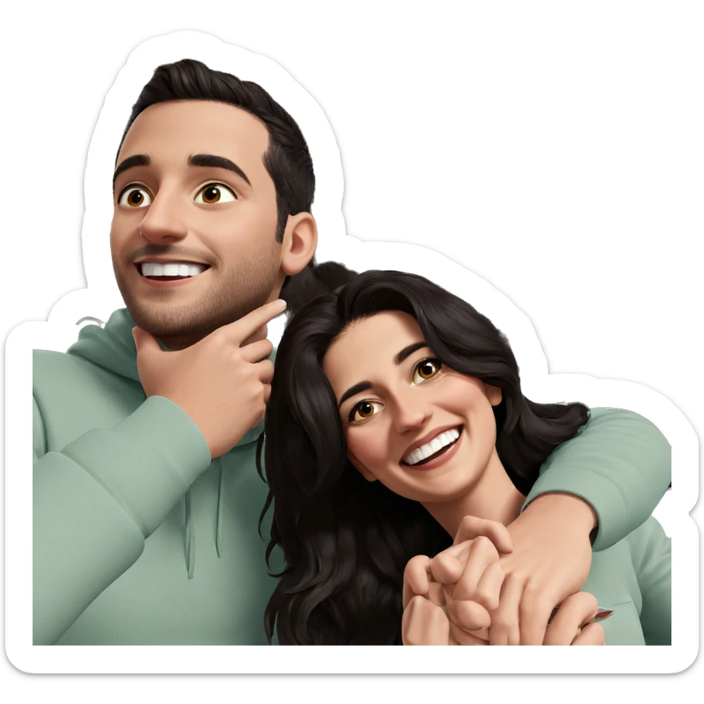 smiling couple in a meme sticker