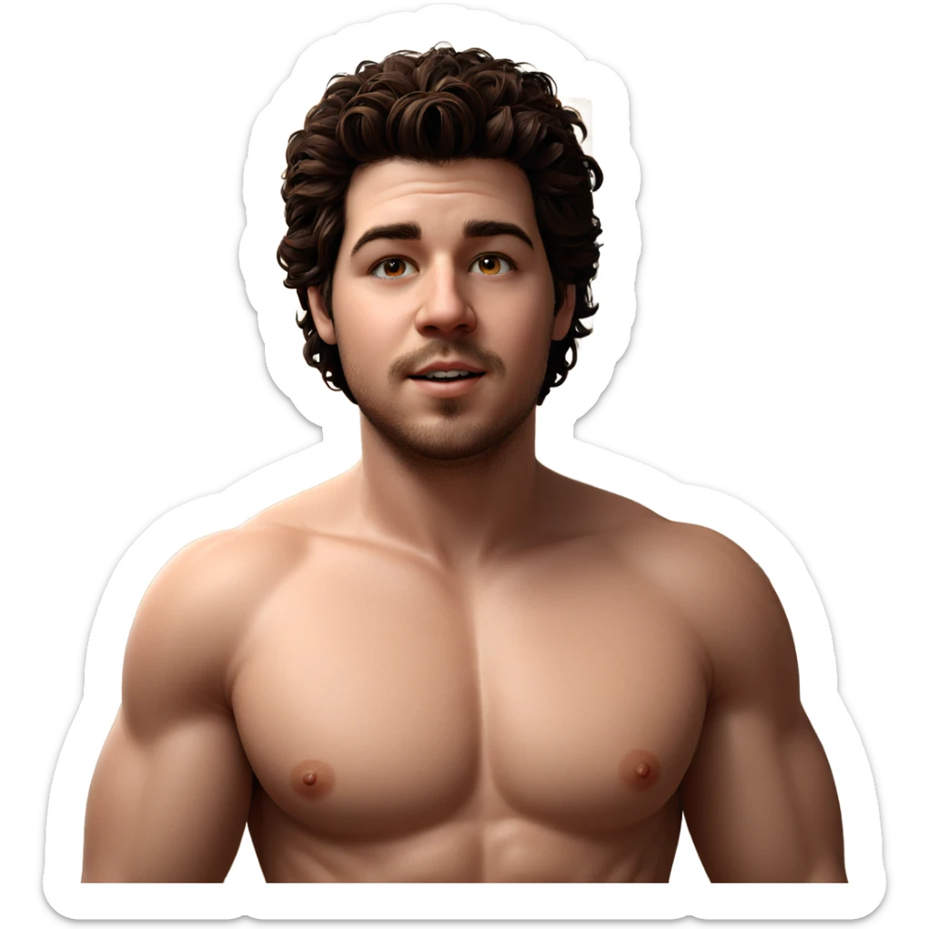 realistic portrait of topless male sticker