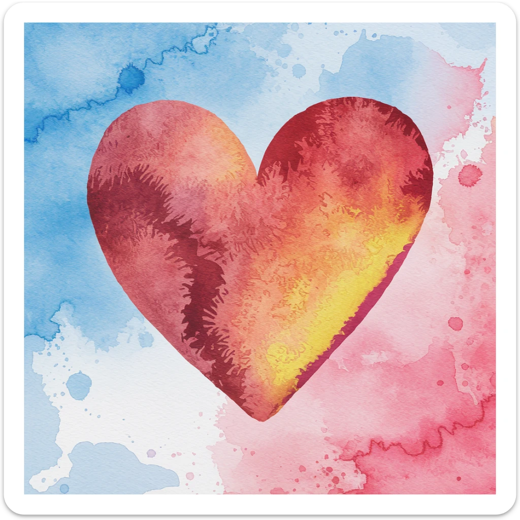 heart with a watercolor texture sticker