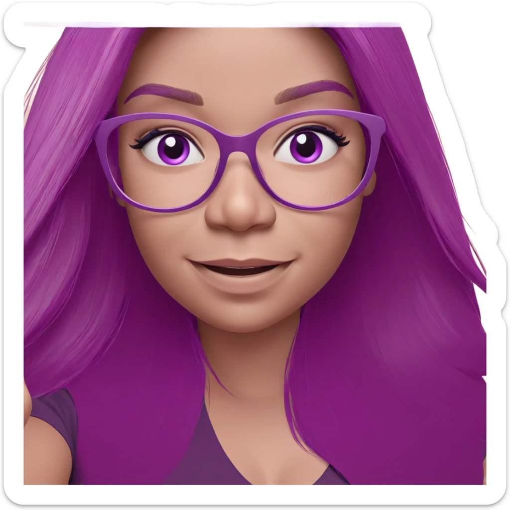 smiling girl with purple theme sticker