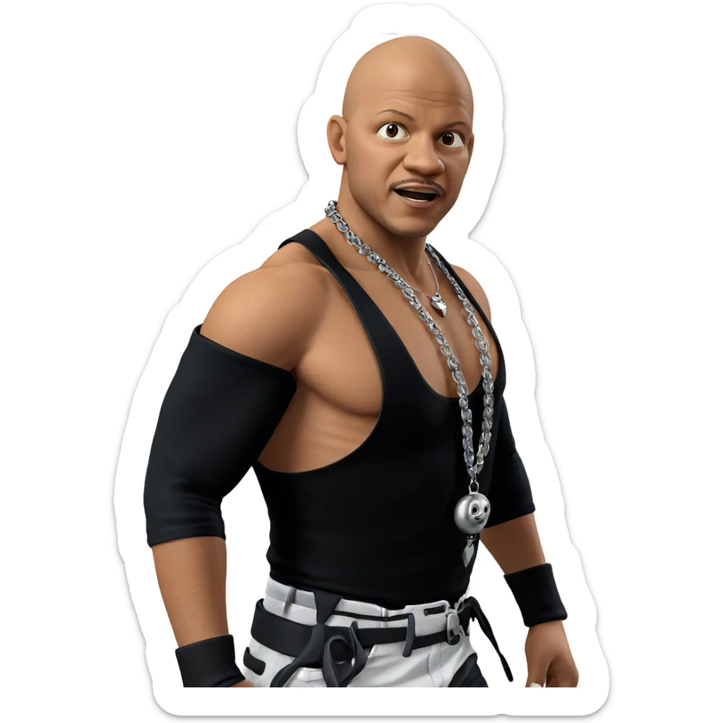 bald man with necklace sticker