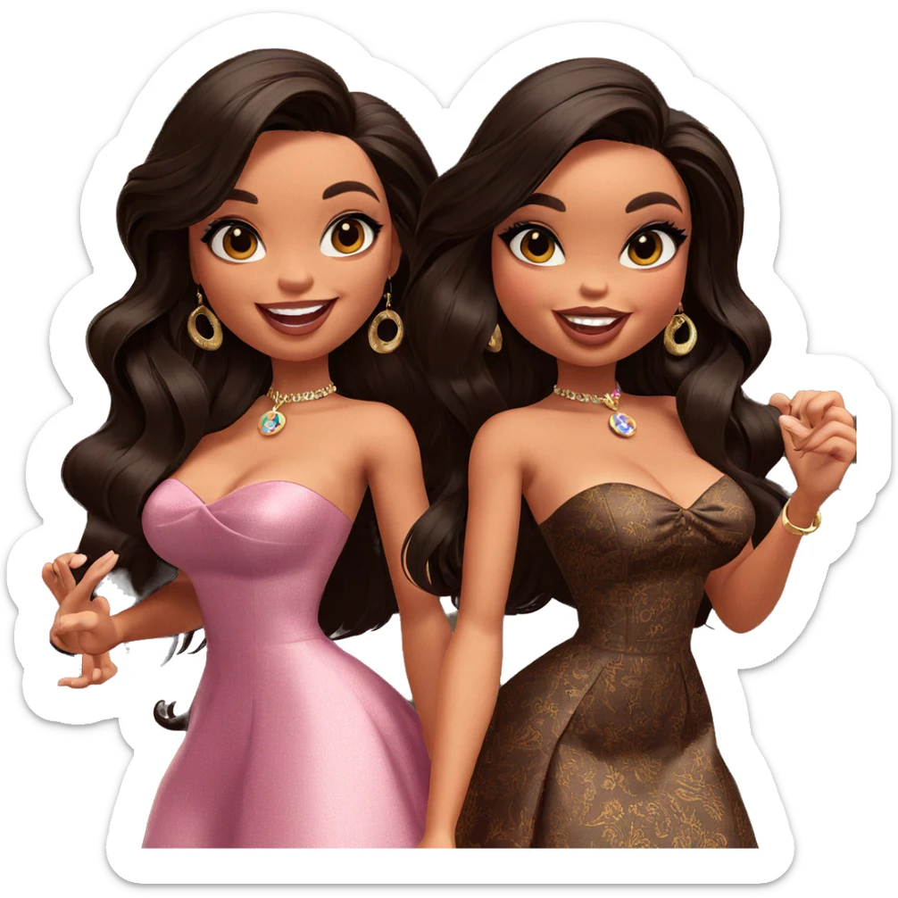 smiling girls in strapless dresses sticker