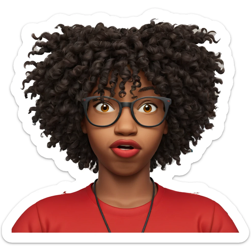 boy in red shirt looking sticker