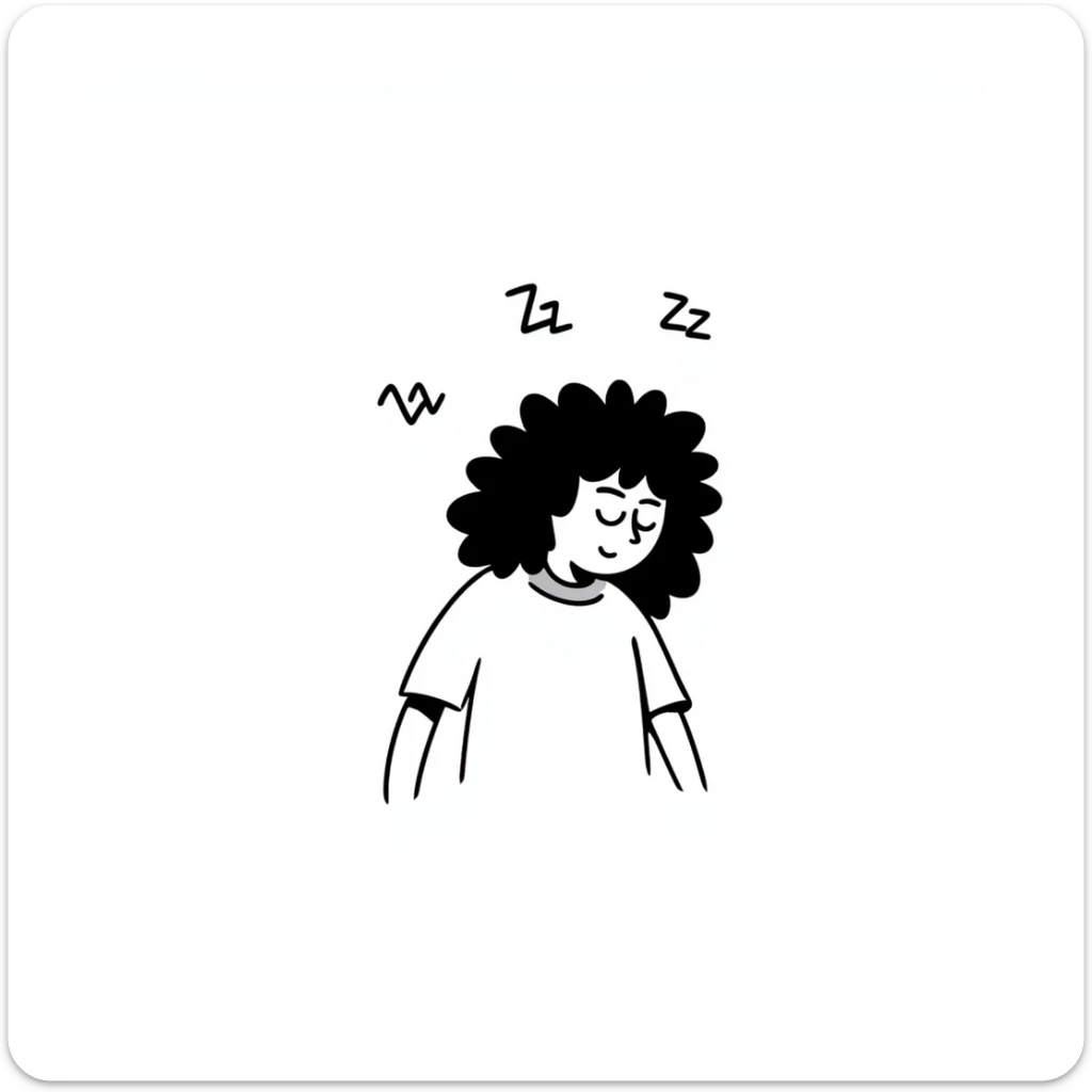 a super tired person with messy hair and Zzz above their head sticker