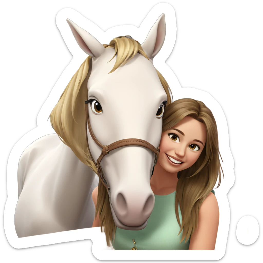 smiling girl with horse sticker
