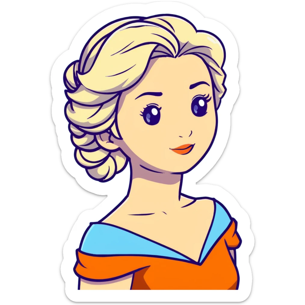 Elsa ice queen from Frozen with blue dress, chest up portrait sticker