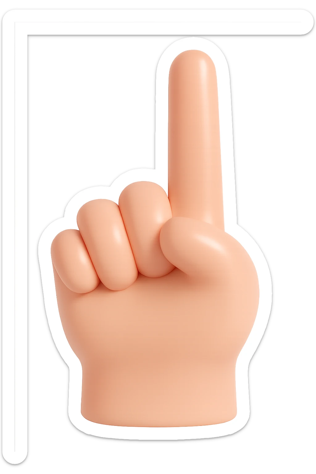 Rotate the hand 180 degrees on the vertical plane to show the back of the hand. Maintain the hard, shiny plastic figurine style with realistic skin color and high quality. No background. sticker