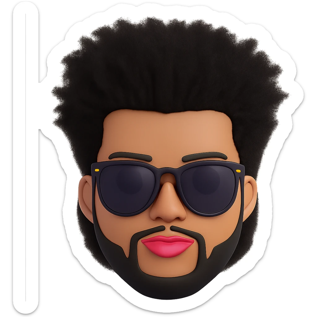 Add The Weeknd's After Hours album hairstyle, characterized by a tall, wild, and sculpted look, keeping the rest of the emoji the same. Remove the background. Maintain the original emoji style and details. sticker