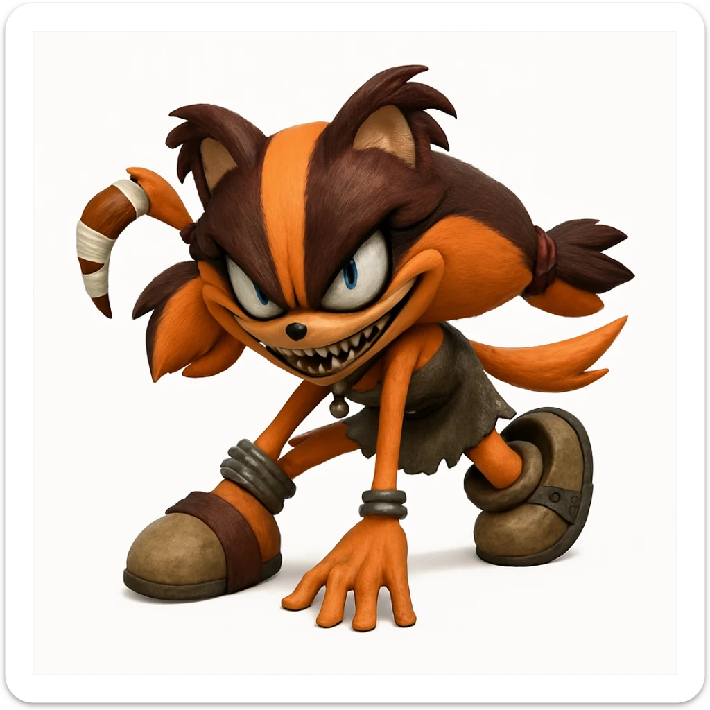 Enhance the eyes and mouth to be even scarier with a very intense, menacing stare, an exaggerated sharp or sinister grin, and deeper shadowing for a truly frightening and unsettling effect. Keep the picture quality and style exactly the same with no other changes. sticker