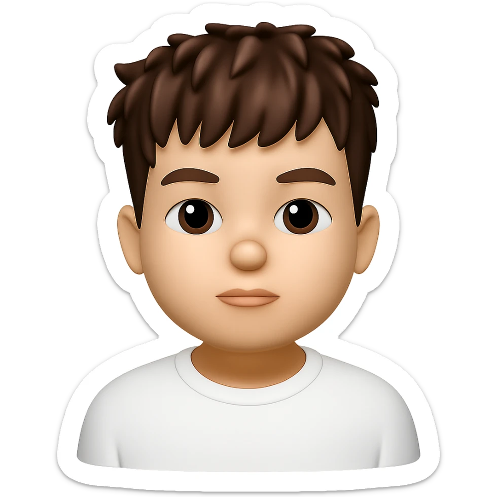Convert this portrait photo into a 3D emoji in the Apple style, keeping the facial features and hairstyle recognizable, with a smooth, rounded, and expressive emoji look. Remove the background. The style should resemble Apple 3D emojis with a polished and friendly appearance. sticker