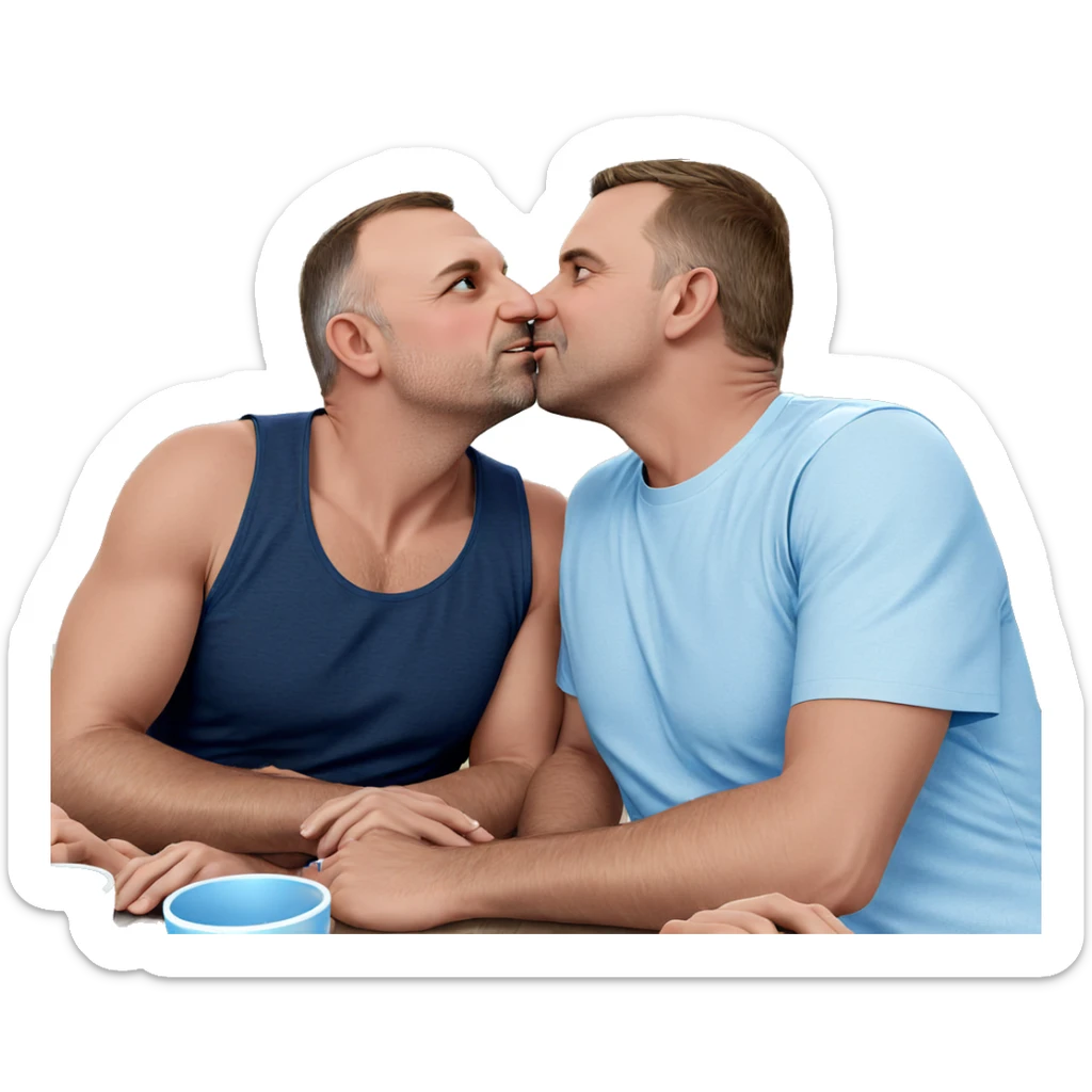 couple kissing under blue sky sticker
