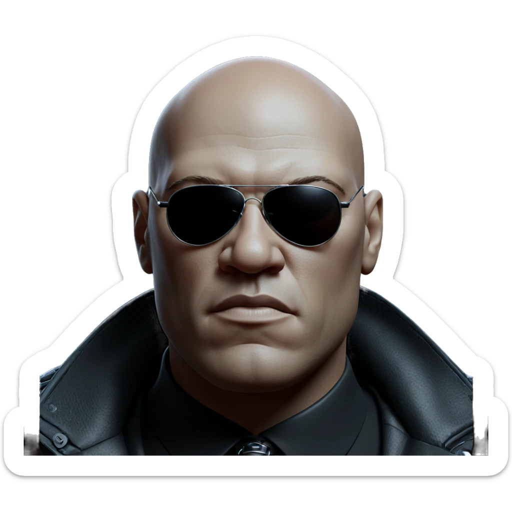 bald guy in sunglasses portrait sticker