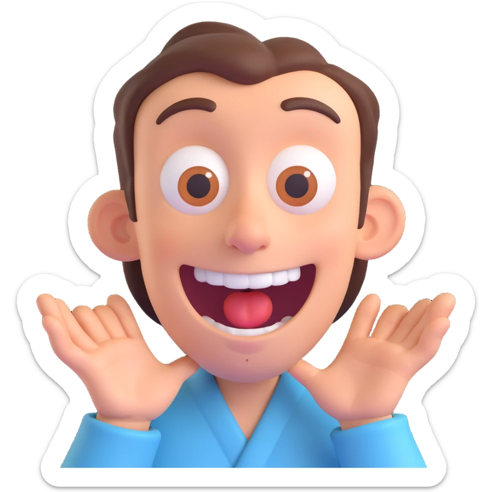 discord role icon for a psychiatric clinic in 3D style, main color #6fe8f3, cartoonish patient with goofy expression, playful friendly sticker