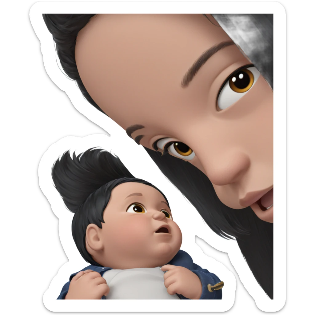 adorable black haired boys sticker