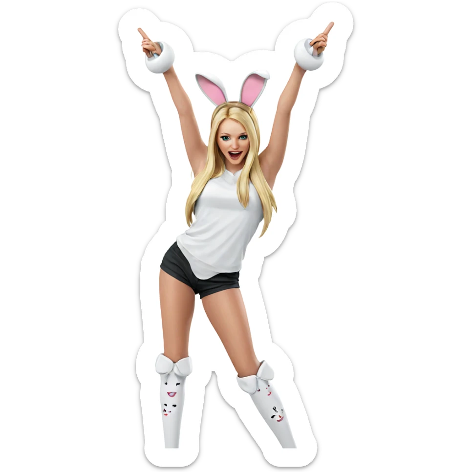 blonde girl with rabbit ears sticker