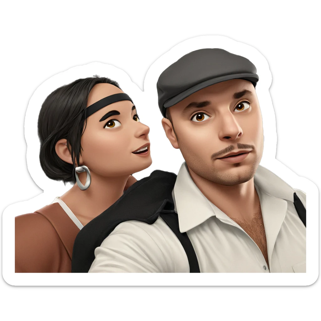 girl and boy portrait sticker