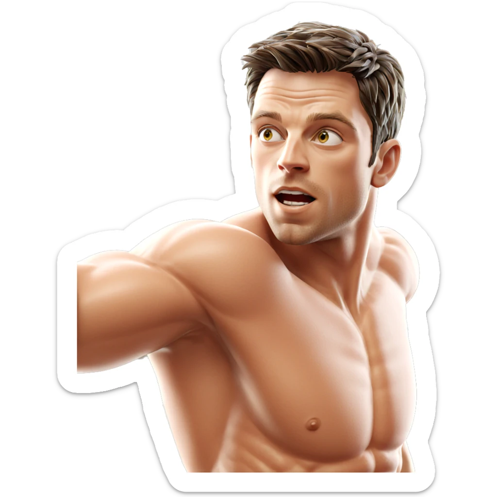 muscular boy by the window sticker