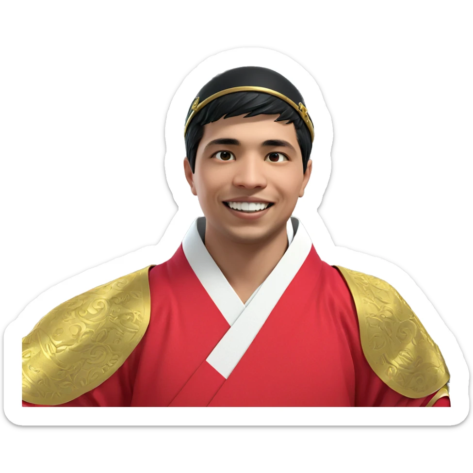 smiling boy in hanfu hat sticker
