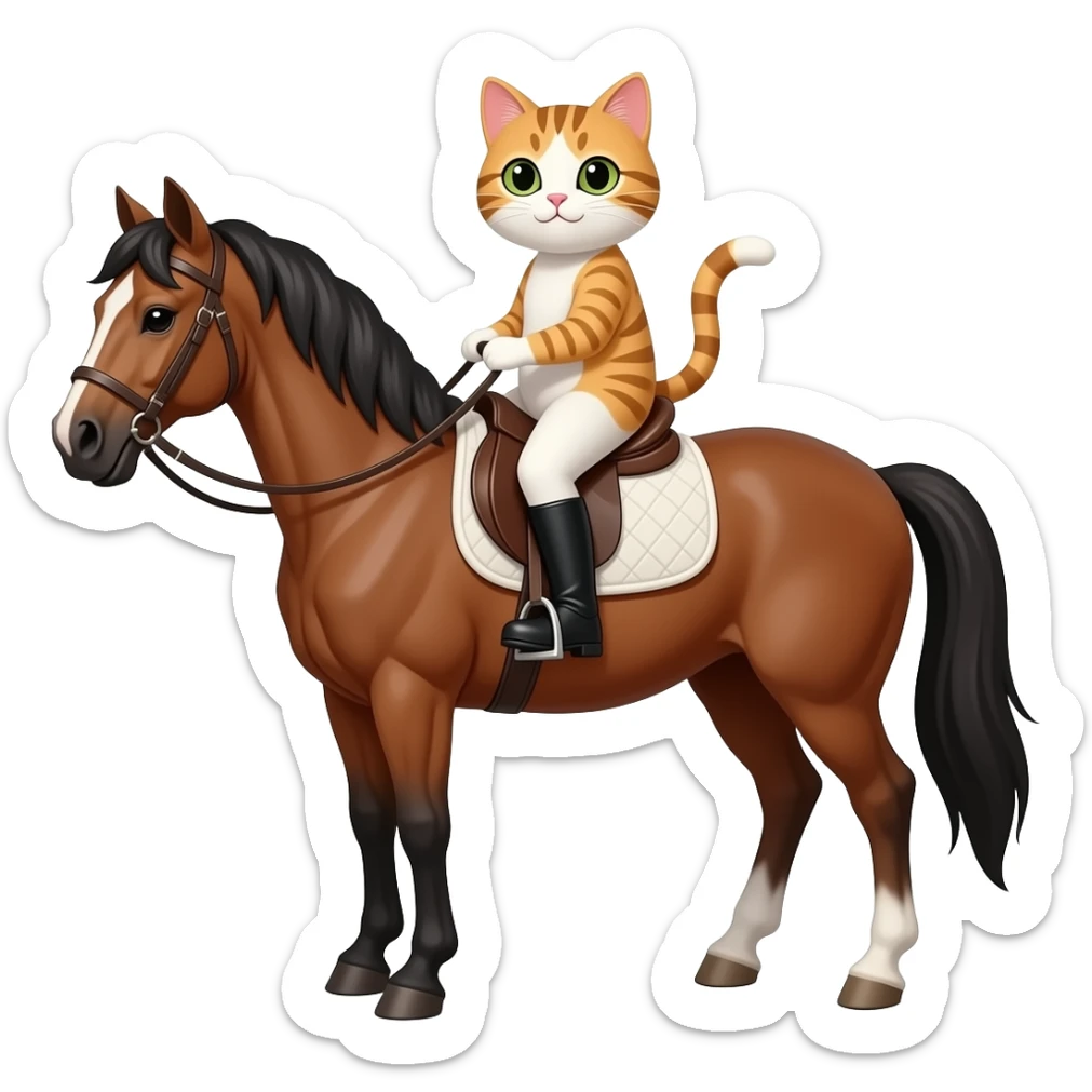 cat riding a horse sticker
