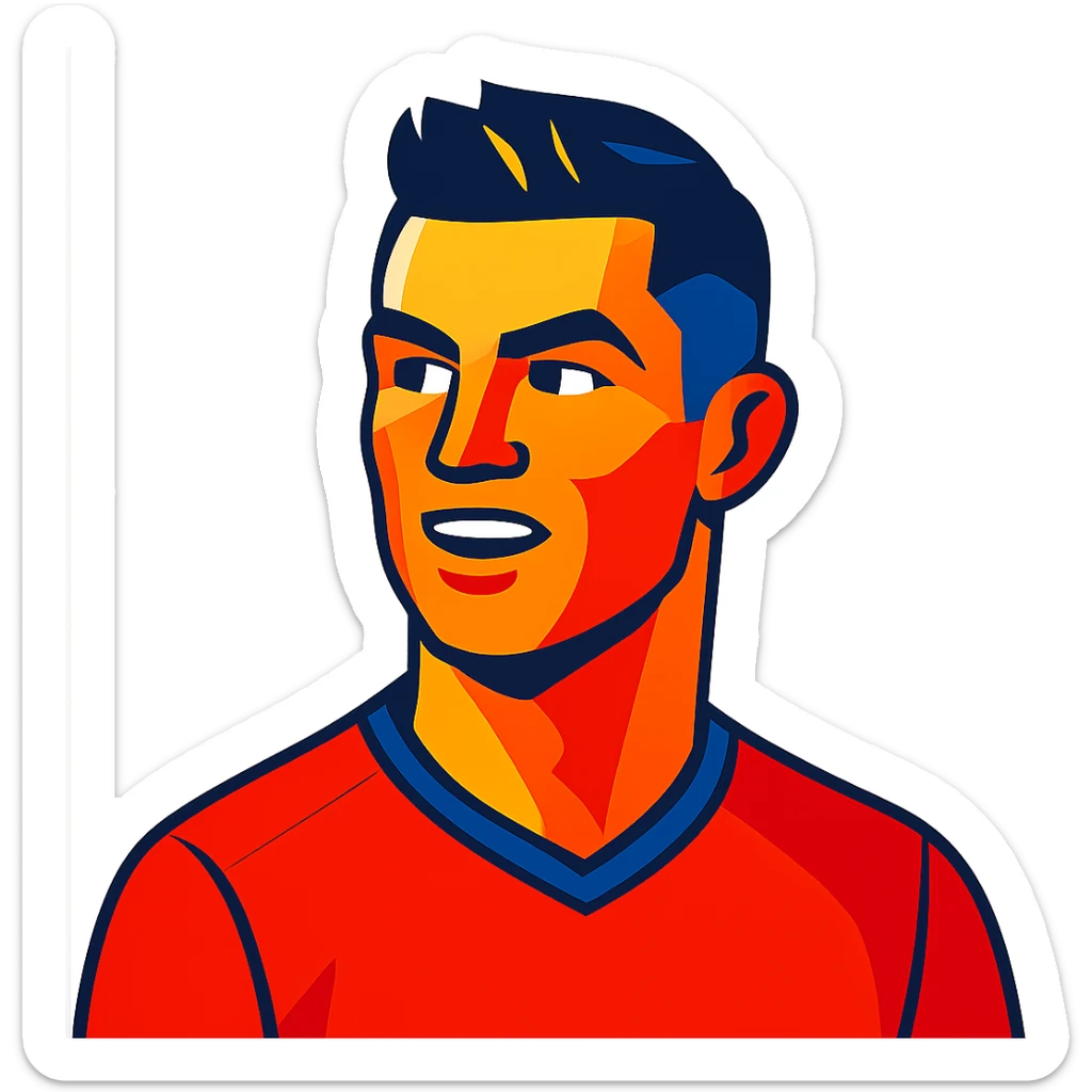 Cristiano Ronaldo iconic footballer portrait in vibrant toon style sticker