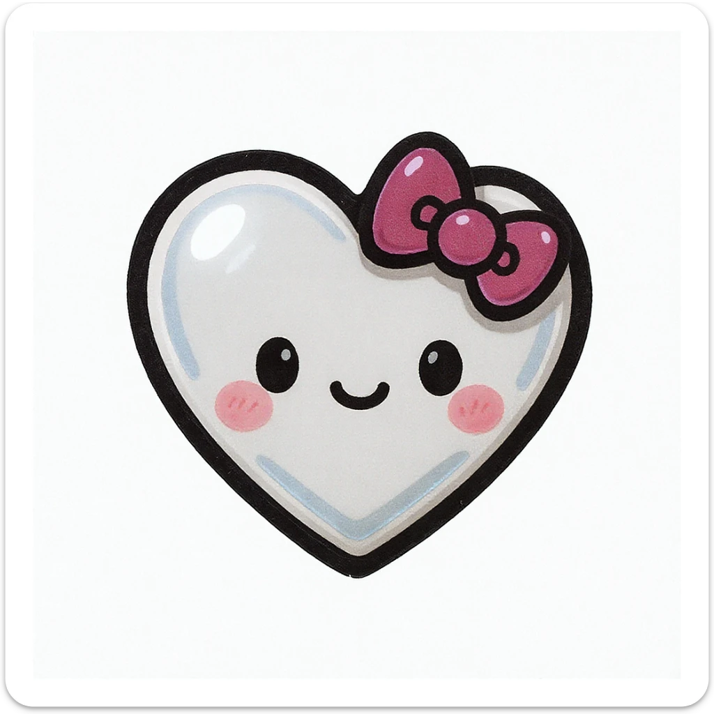 cute and shiny object with a heart accent, no background sticker