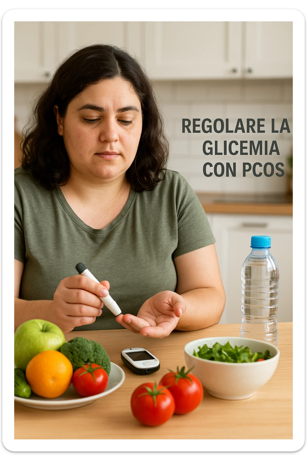 Donna con pcos che regola la sua glicemia immagine realistiche in italiano sticker