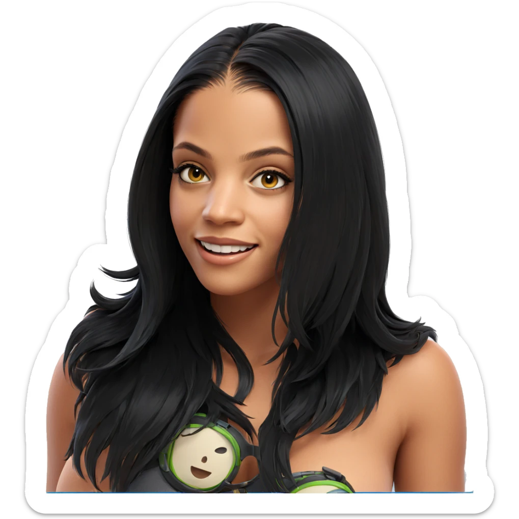 smiling girl with goggles sticker