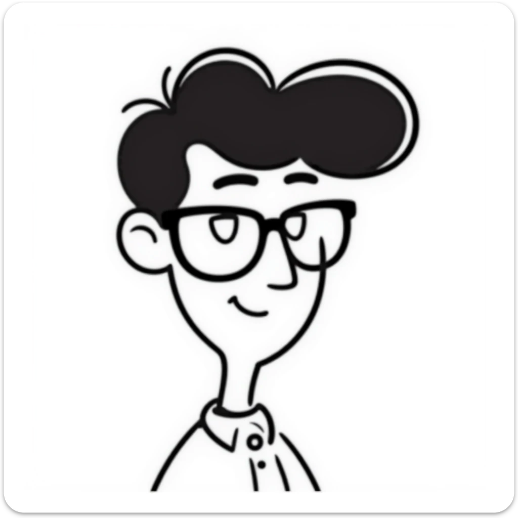 skinny white boy with wavy black hair, big nose, black glasses sticker