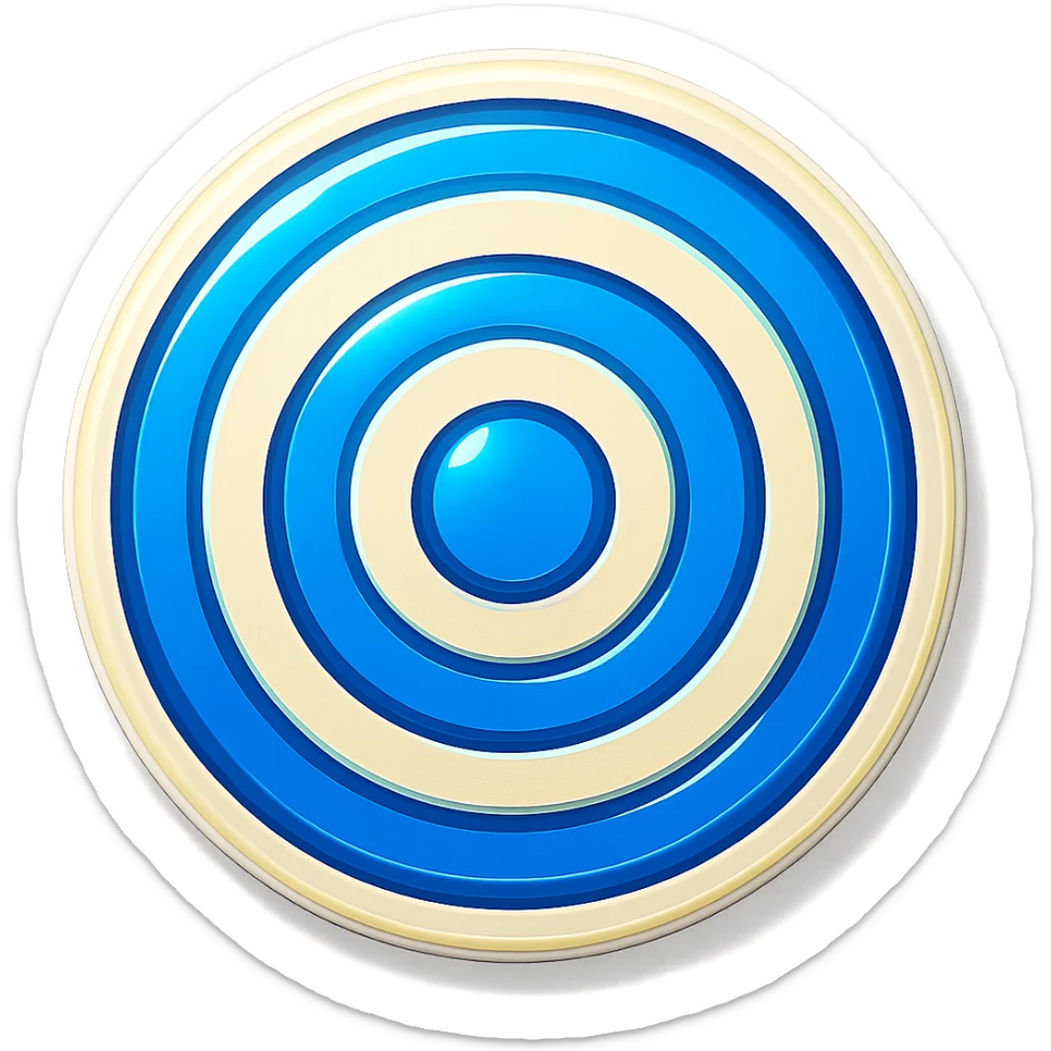 Edit the bullseye target emoji to have blue and white colors, maintaining the same appearance, with no background. sticker