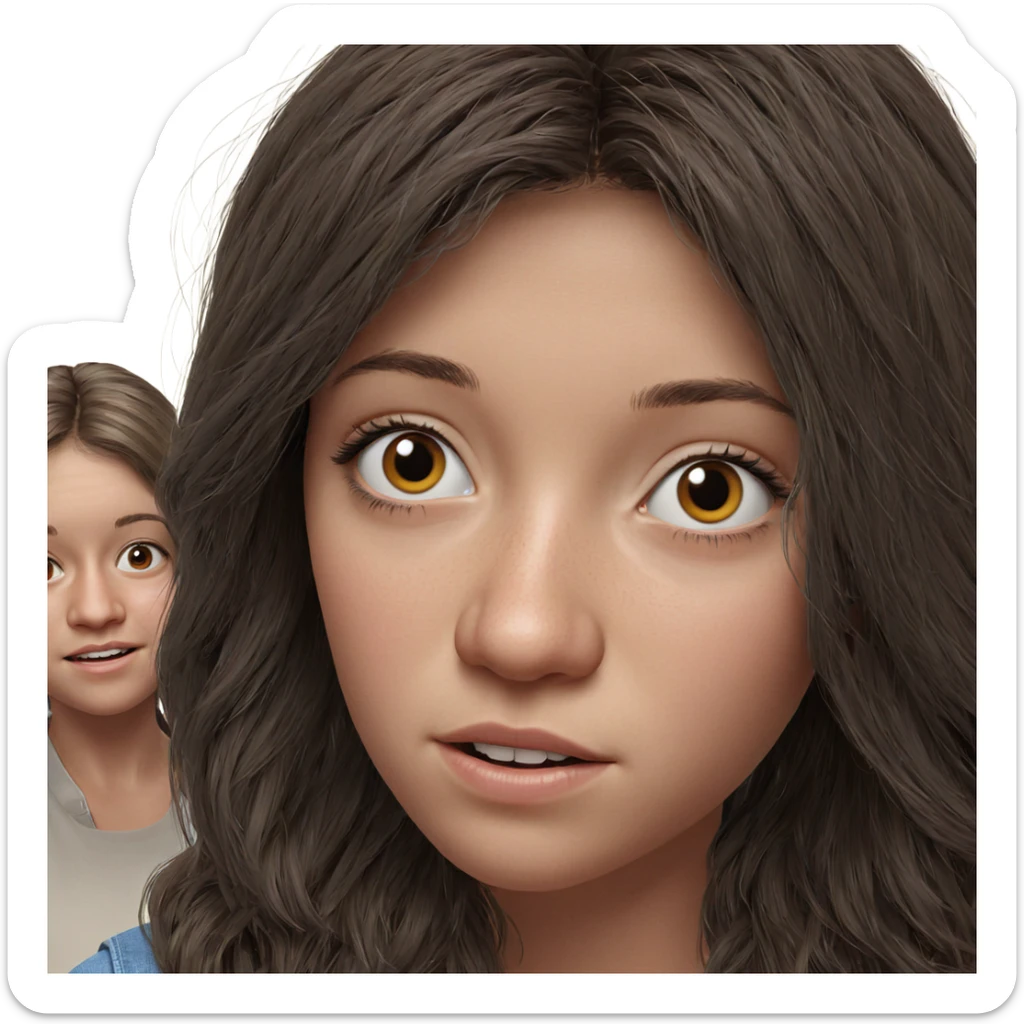 realistic portrait of two girls sticker