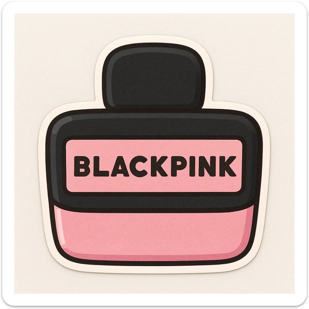 BLACKPINK-inspired object, black and pink colors, cute and collectible sticker look, chibi stickers style sticker