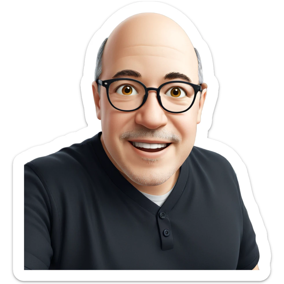 smiling boy with glasses indoors sticker