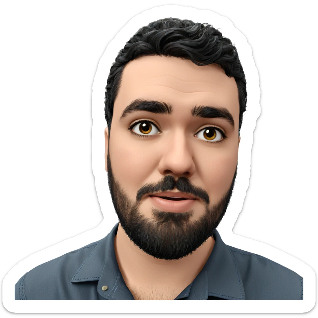 black-haired man with beard sticker
