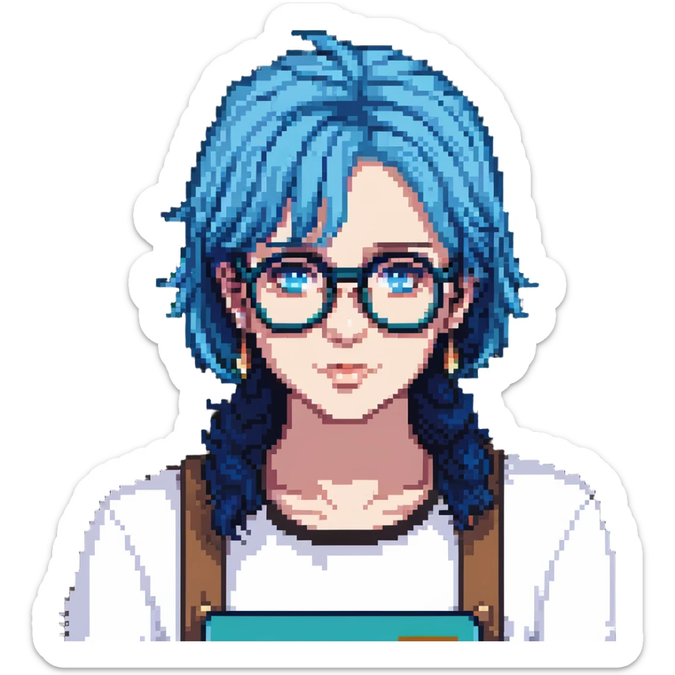 Michou, French YouTuber with blue hair and glasses sticker