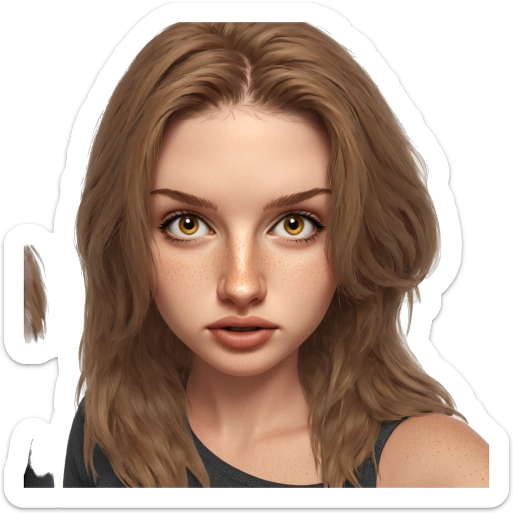 portrait of a girl with freckles sticker