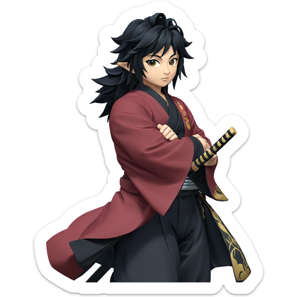 tomioka giyuu in black haori sticker