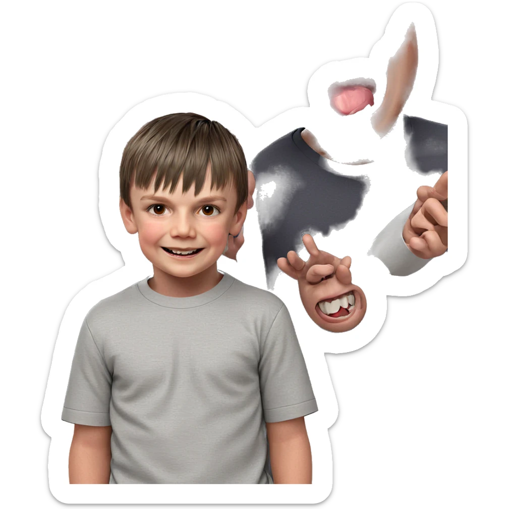 smiling boys in horror scene sticker