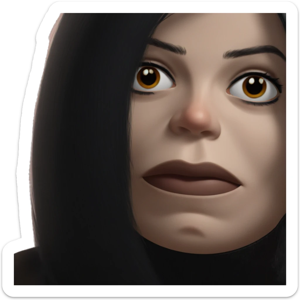 realistic portrait of black hair girl sticker