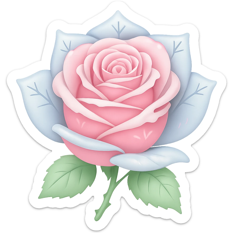 Make the ice rose pastel colored in the style of emoji, with no background. sticker