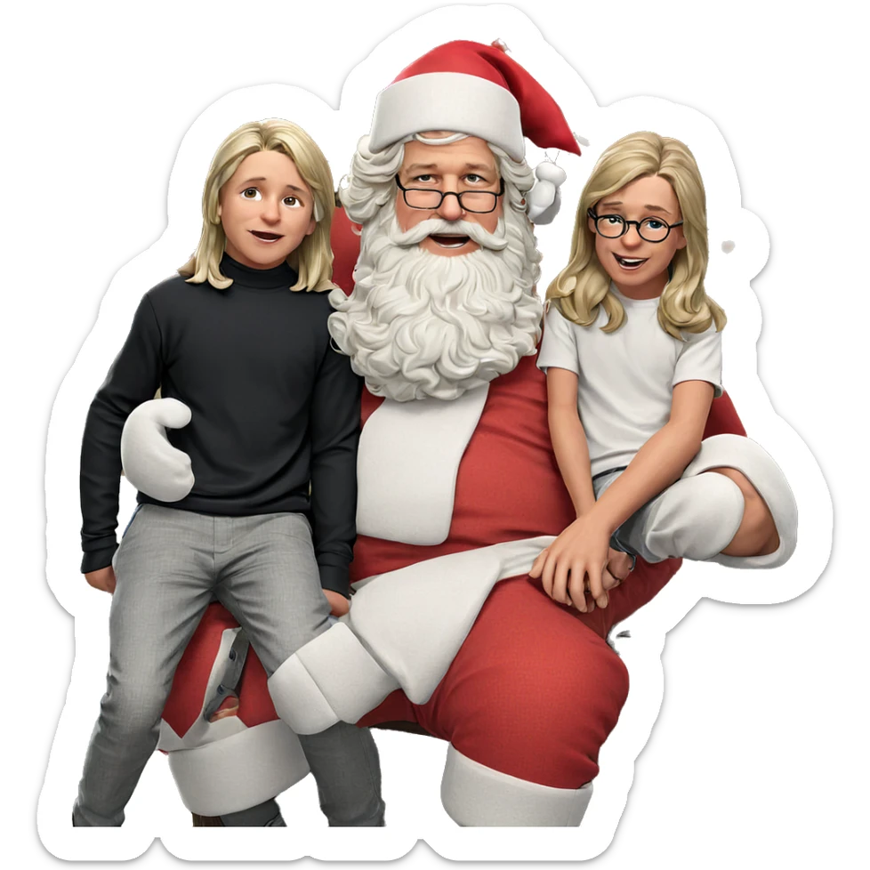 boys in santa hats sitting sticker
